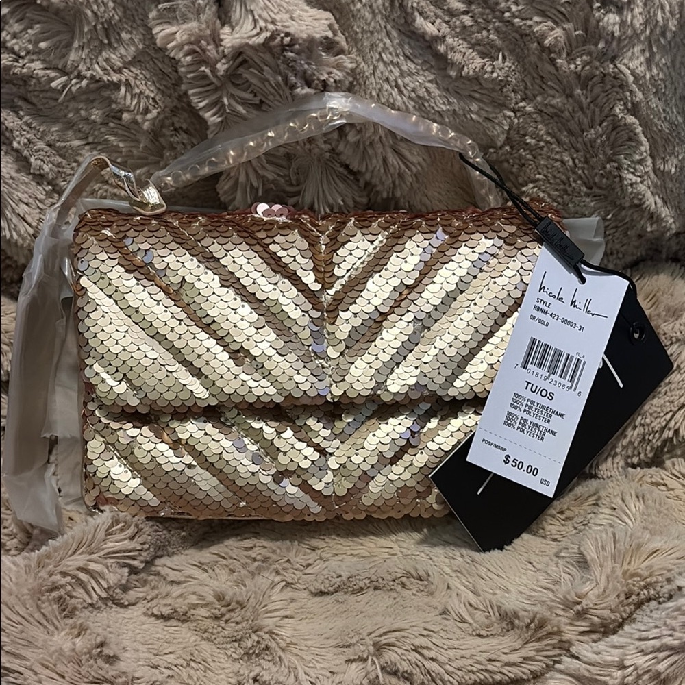 Kendall & Kylie Gold Sequin Clutch